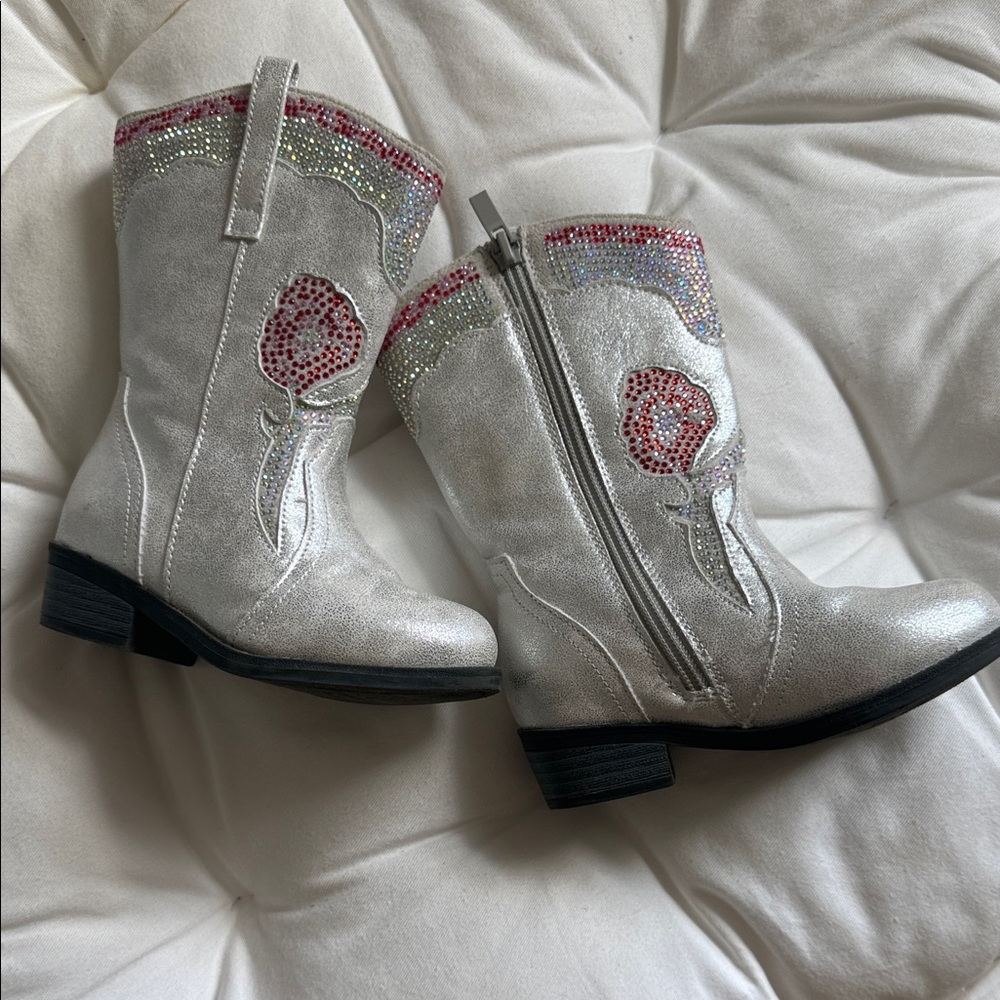 Silver Sparkle Cow Girl Boots